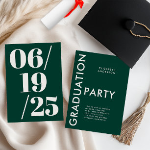 Invitation Fête de remise des diplômes émeraude vert moderne
