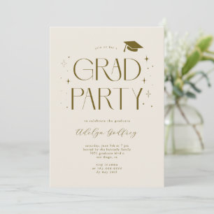 Invitation Fête de remise des diplômes étoilée avec typograph