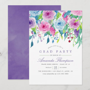 Invitation Fête de remise des diplômes florale aquarelle ultr