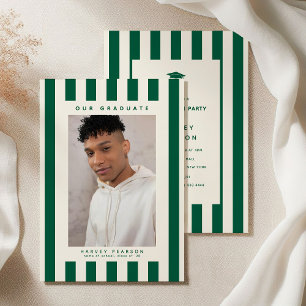 Invitation Fête de remise des diplômes Green Sporty Stripes 2