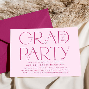 Invitation Fête de Remise des Diplômes Magenta Typographie Mo