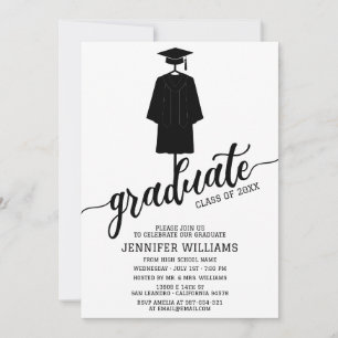 Invitation Fête de Remise des Diplômes Minimaliste avec Casqu