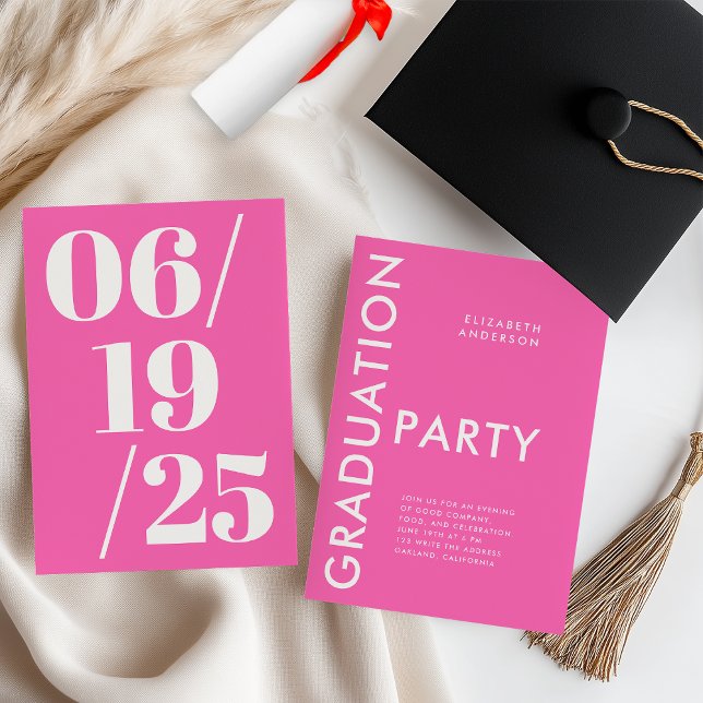 Invitation Fête de remise des diplômes moderne et audacieuse  (Créateur téléchargé)