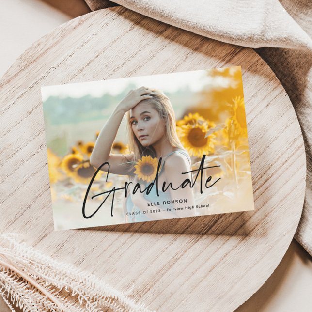 Invitation Fête de remise des diplômes photo Script Moderne 2 (Créateur téléchargé)