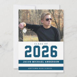 Invitation Fête de remise des diplômes photo sportive rayures