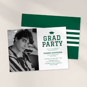 Invitation Fête de remise des diplômes photo Vert Varsity