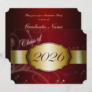 Invitation Fête de remise des diplômes Rouge et Or 2026