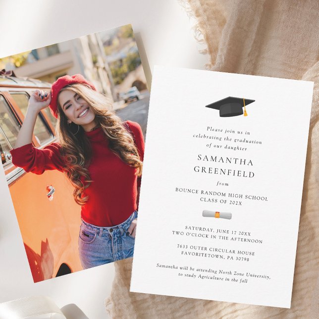 Invitation Fête de remise des diplômes Simple Photo 2025 (Graduation 2025 Photo Graduate Cap Party Invitation)