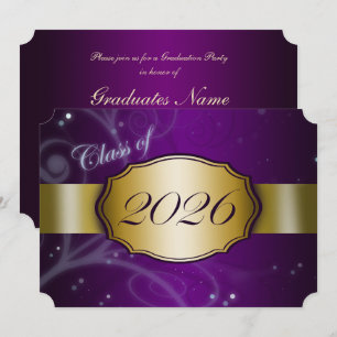 Invitation Fête de remise des diplômes Violet et Or 2026