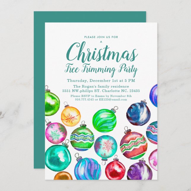 Invitation Fête de remise en forme de l'arbre de Noël (Devant / Derrière)