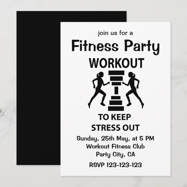 Invitation Fête de remise en forme Exercice de fitness Fête d (Devant / Derrière)