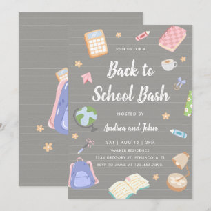 Invitation Fête de rentrée Pastel ludique