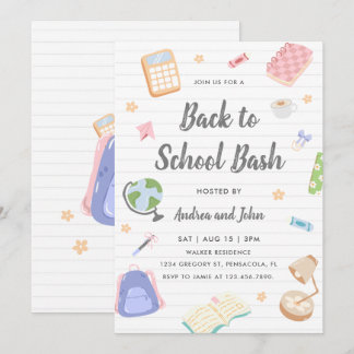 Invitation Fête de rentrée Pastel ludique