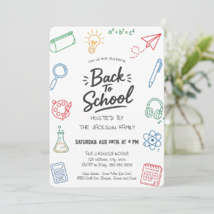 Invitation Fête de rentrée scolaire dessinée à la main