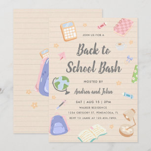 Invitation Fête de rentrée scolaire Pastel ludique