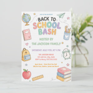 Invitation Fête de rentrée scolaire pastel mignonne