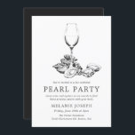 Invitation Fête de répétition Pearl Party Style minimal<br><div class="desc">Une série d'invitations pour votre prochaine soirée de chasse aux perles. Ces invitations sont composées d'un simple texte gris fusain, ainsi que d'une illustration unique d'huître et de vin centrée sur le sommet. Au verso de l'invitation se trouve un noir de charbon de bois. Tous les éléments de cette invitation...</div>