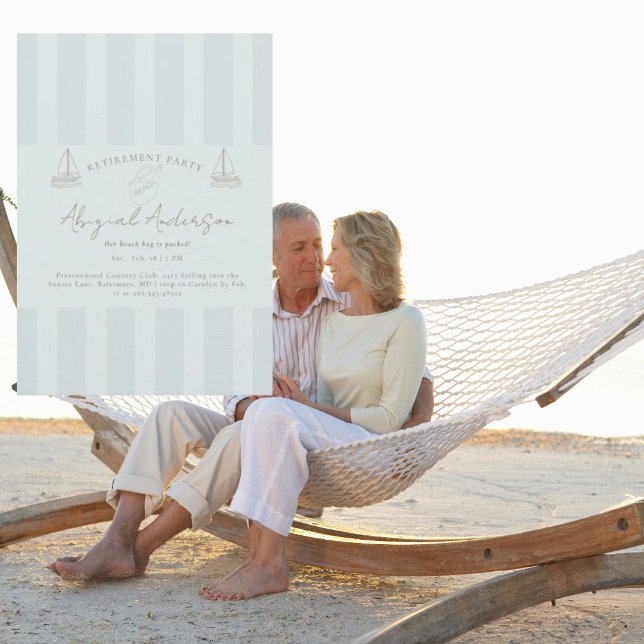 Invitation Fête de retraite à la plage  (Créateur téléchargé)
