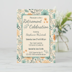 Invitation Fête de retraite à thème Fleurs Rétro