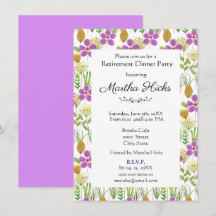 Invitation Fête de retraite aux fleurs aquarelles 