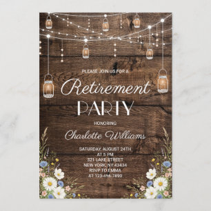 Invitation Fête de retraite aux fleurs sauvages de campagne