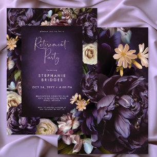 Invitation Fête de retraite avec cadre floral violet élégant