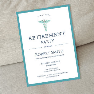 Invitation Fête de retraite avec caducée médical moderne