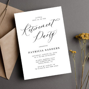 Invitation Fête de retraite avec calligraphie minimaliste