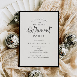 Invitation Fête de retraite avec écriture calligraphique simp