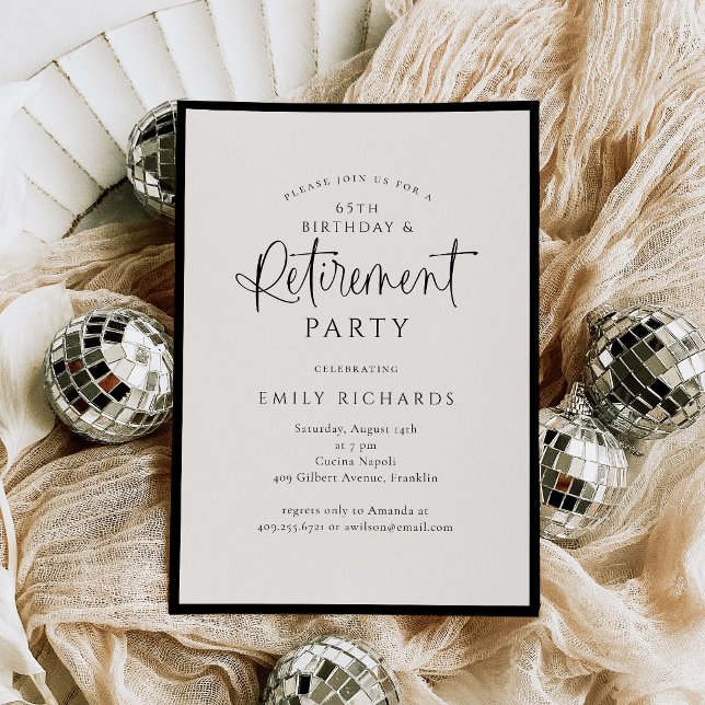 Invitation Fête de retraite avec écriture calligraphique simp (Créateur téléchargé)