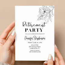 Fête de retraite avec typographie florale élégante