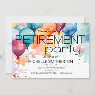 Invitation Fête de retraite Ballons colorés amusants