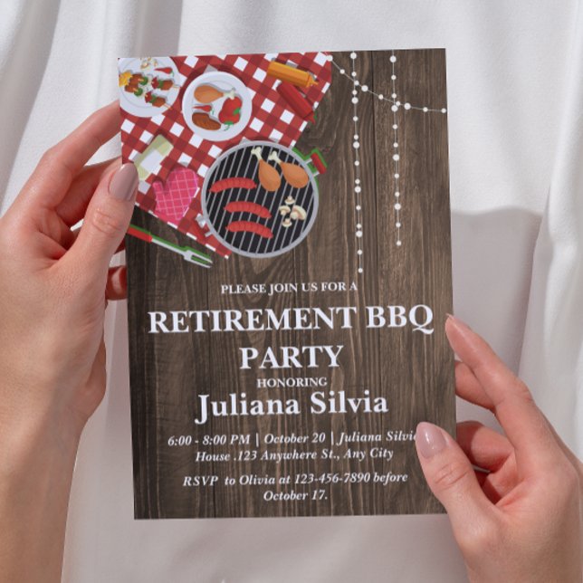 Invitation Fête de retraite BBQ rustique  (Créateur téléchargé)