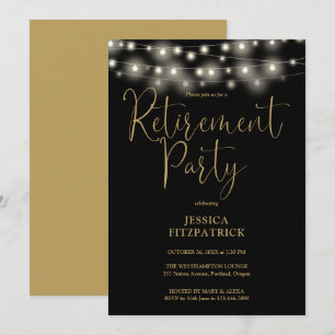 Invitation Fête de retraite Black And Gold String