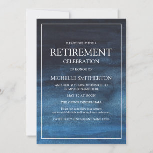 Invitation Fête de retraite bleu marine blanc