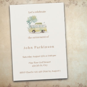 Invitation Fête de retraite Camionnette aquarelle