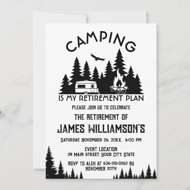 Invitation Fête de retraite Camping (Devant)