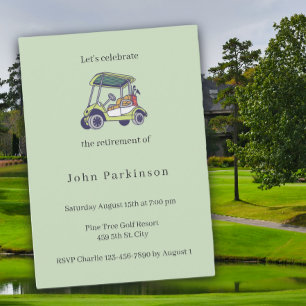 Invitation Fête de retraite chariot de golf amateur de golf