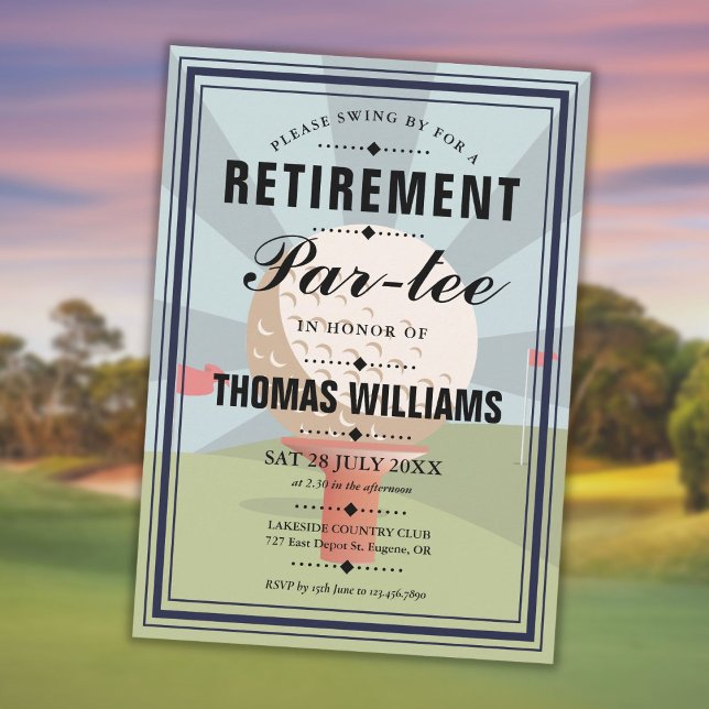 Invitation Fête de retraite de golf classique  (Classic Golf Retirement Partee Party Invitation)