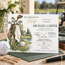 Fête de retraite de golf élégante à l'aquarelle