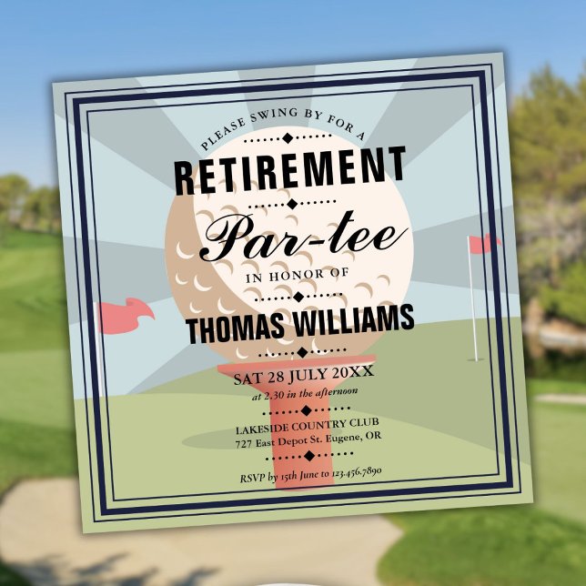Invitation Fête de retraite de golf stylée (Stylish Golf Retirement Partee Party Invitation)