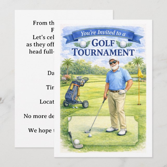 Invitation Fête de retraite de golfeur  (Devant / Derrière)
