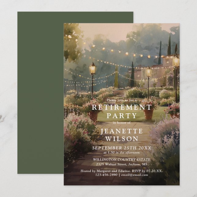 Invitation Fête de retraite de jardin rustique boho campagne (Devant / Derrière)