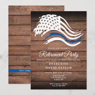 Invitation Fête de retraite de la police ligne bleue mince ru
