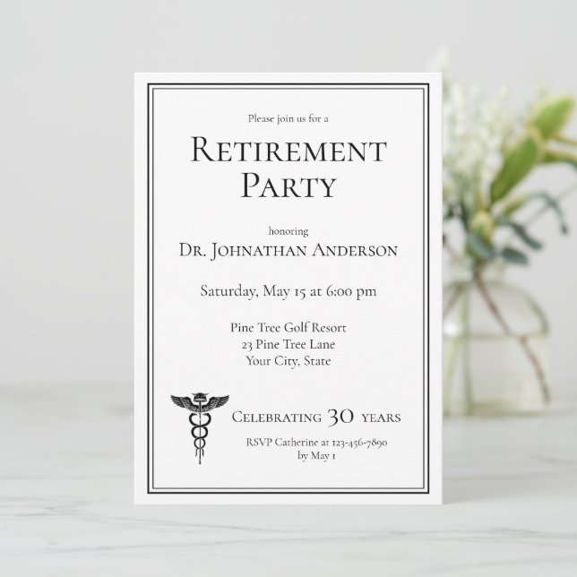 Invitation Fête de retraite de médecin  (Debout devant)