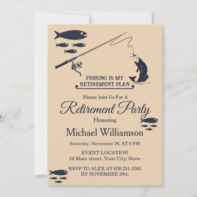Invitation Fête de retraite de pêche (Devant)