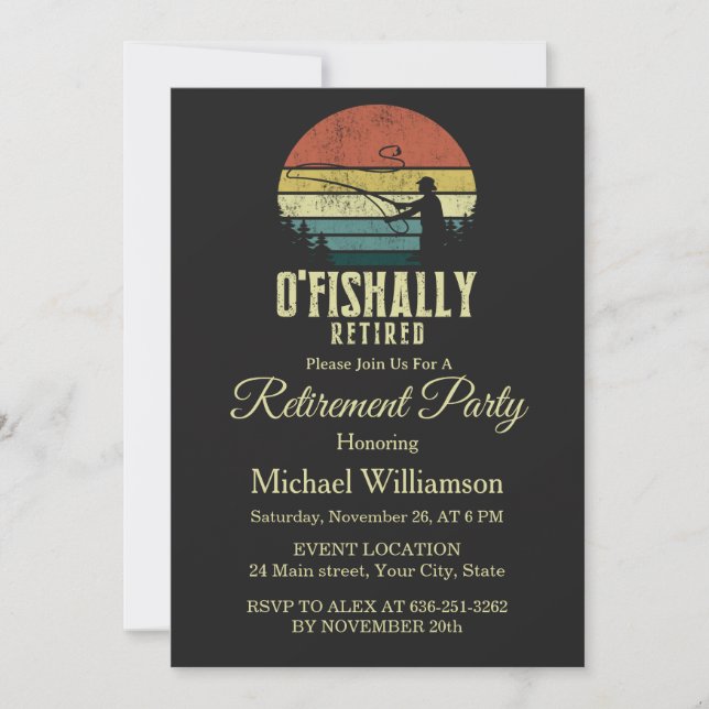 Invitation Fête de retraite de pêche O-fish-ally Retraité (Devant)