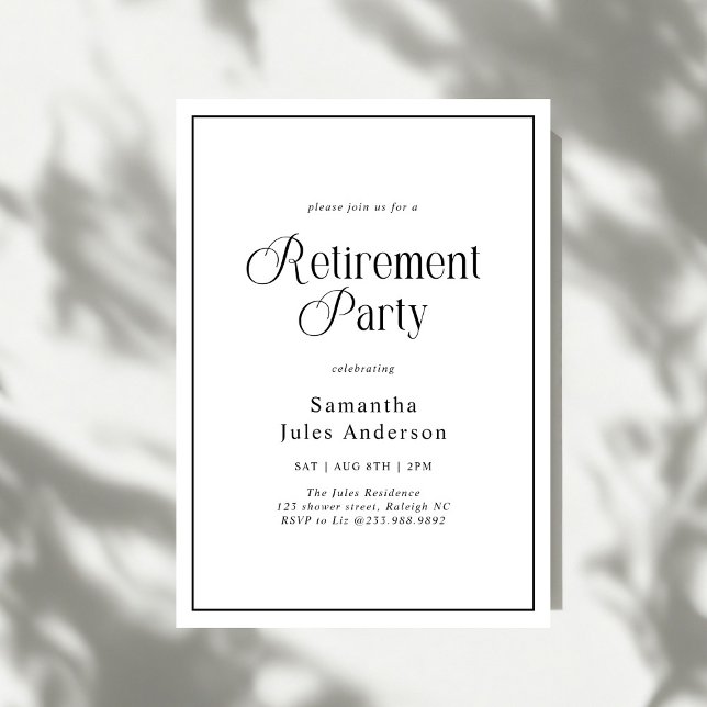Invitation Fête de retraite de style élégant moderne  (Créateur téléchargé)