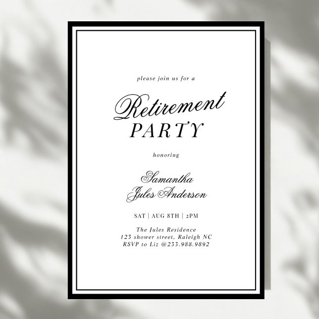Invitation Fête de retraite de style élégant moderne  (Créateur téléchargé)