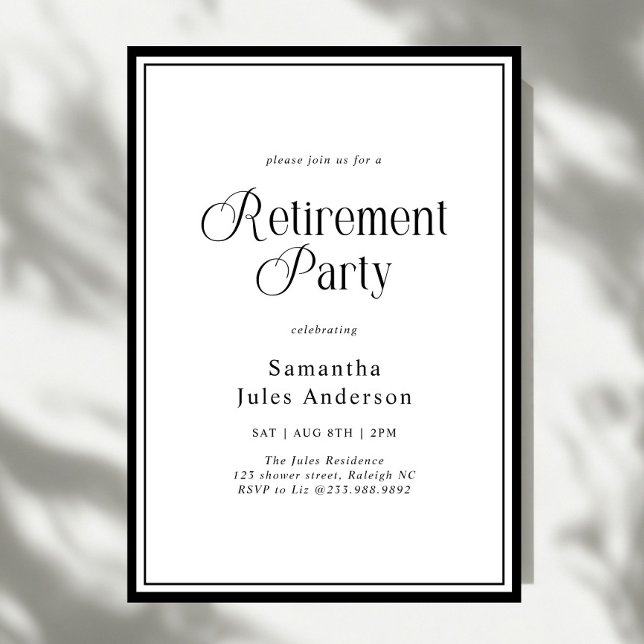 Invitation Fête de retraite de style élégant moderne  (Créateur téléchargé)
